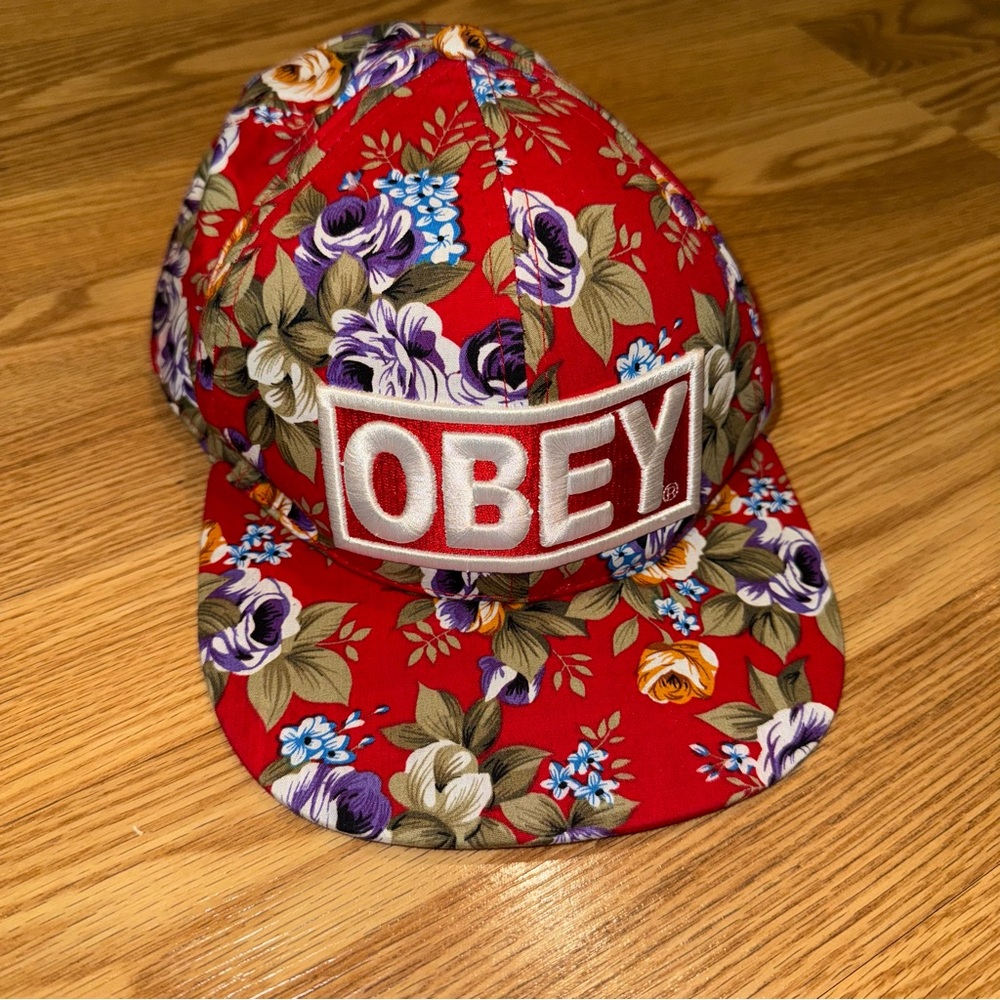 Obey Red Floral‎ Snapback Cap